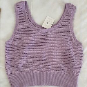 NWT Lilac Knit Sweater Tank Top, Small, Crop Cut